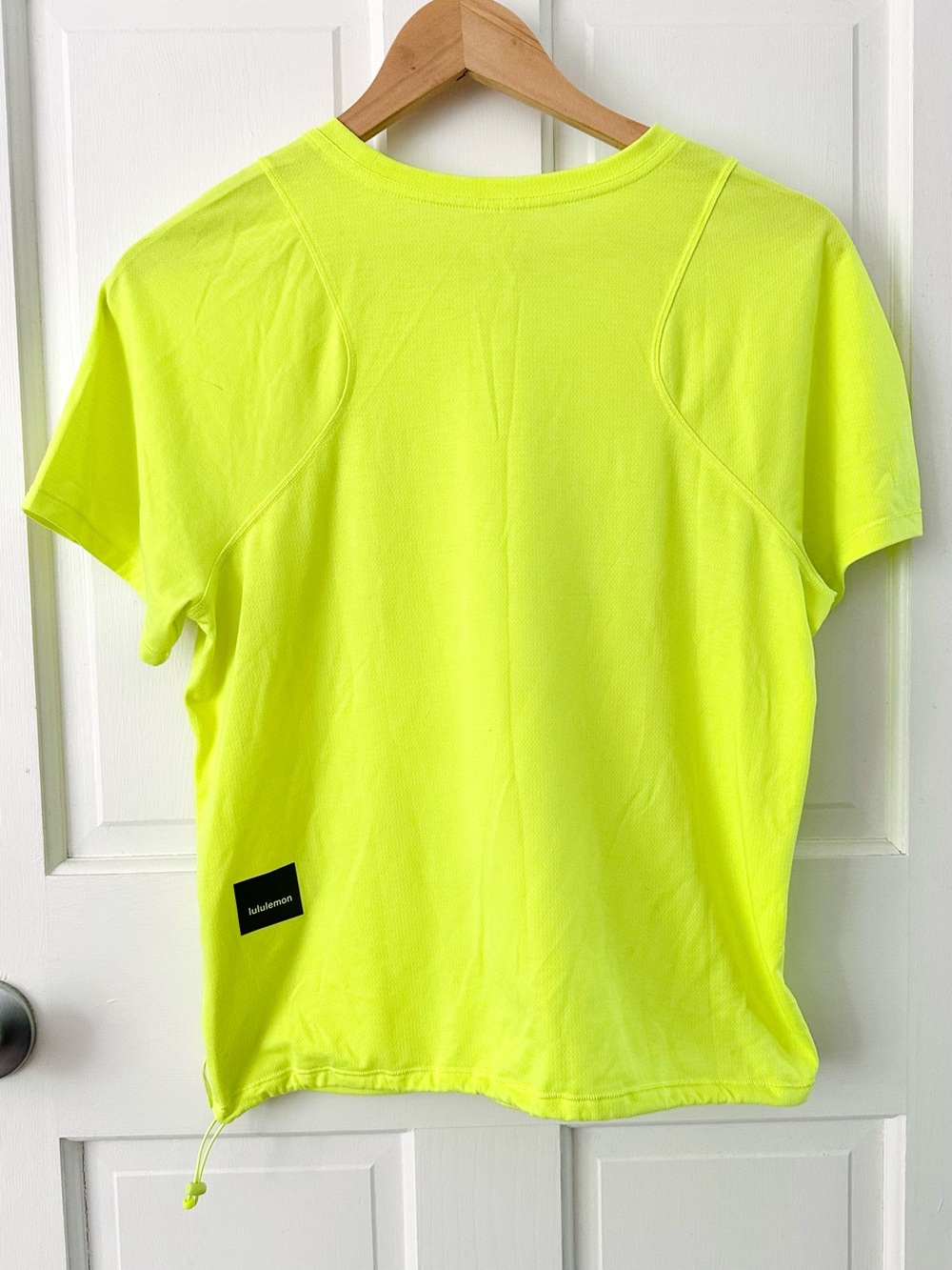 Lululemon Lightweight Cinch Hem Hiking Tee Neon Highlight Yellow Women Size 8 - Picture 6 of 13